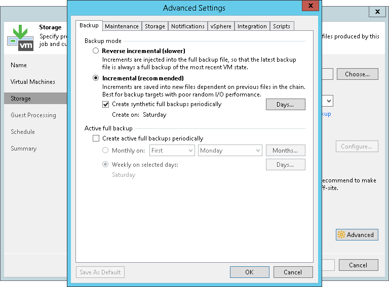 Auswahl synthetic Full Backup VOR v12